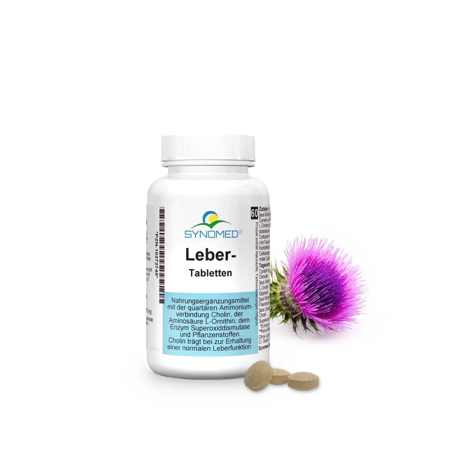 Braune Tabletten in einer Dose, Aufschrift: "Mariendistel". Haltbarkei
