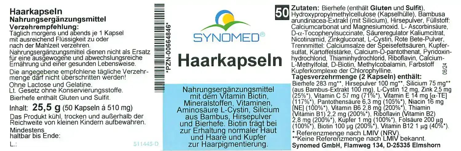 Etiketten und Haarkapseln in Dose, 09/2024. Produktfoto.