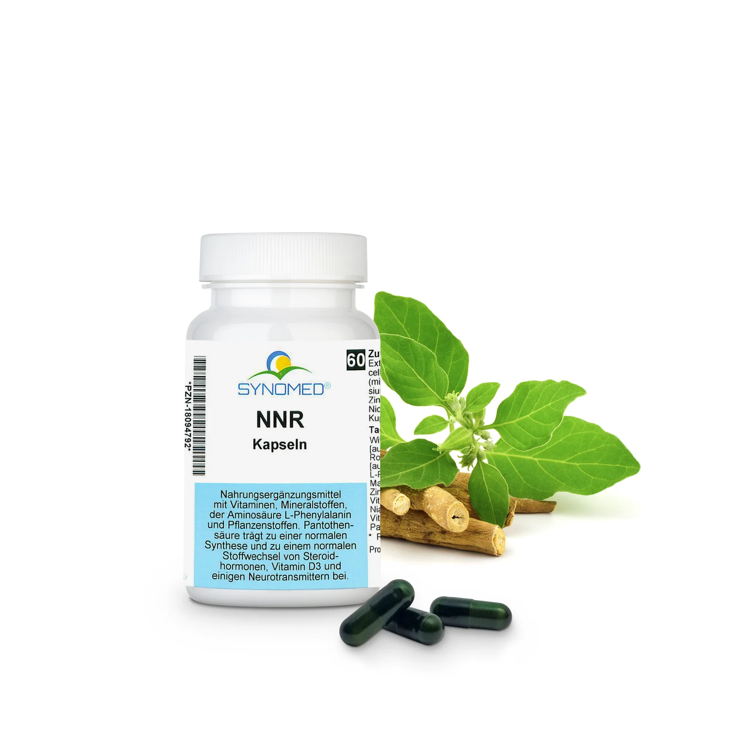 Ashwagandha-Kapseln (57 NNR), 60 Stück, Nahaufnahme der Produktverpack