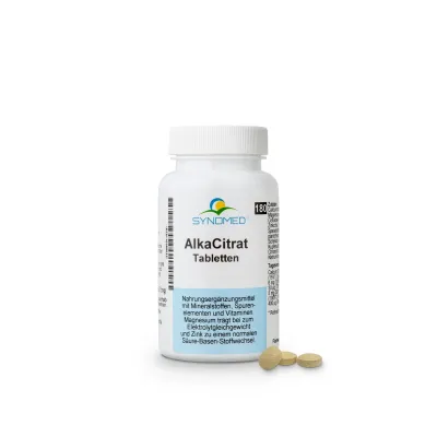 Weißer Tablettenbehälter "AlkaCitrat" mit 60 Tabletten, 12-23.