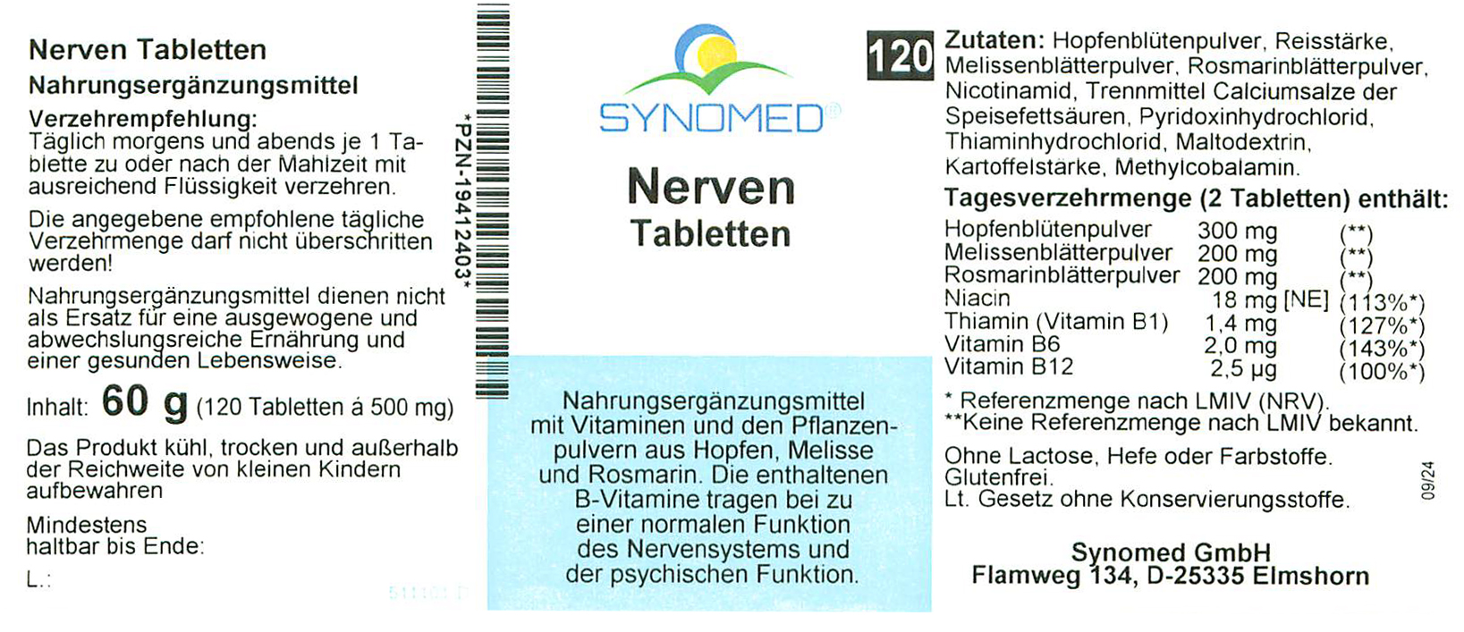 Weiße Nerven Tabletten in Blisterpackung, Nahaufnahme.
