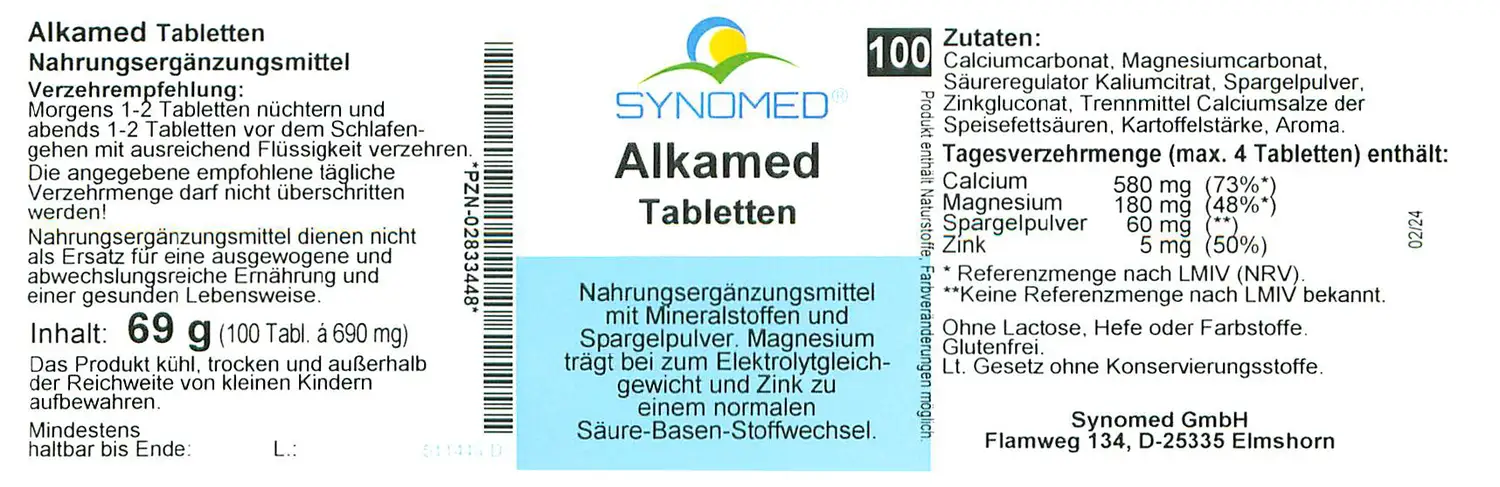 Blisterpackung mit Alkamed Tabletten, 100 Stück. Medikamente.