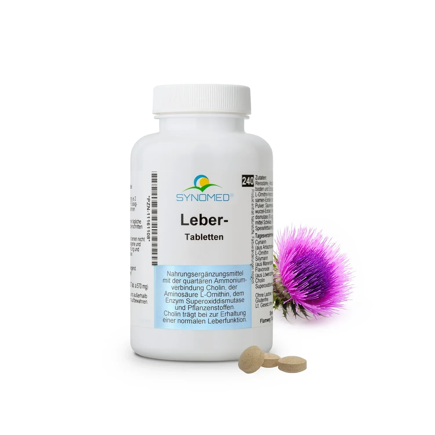 Mariendistel-Tabletten in Dose, Produktname und Datum.