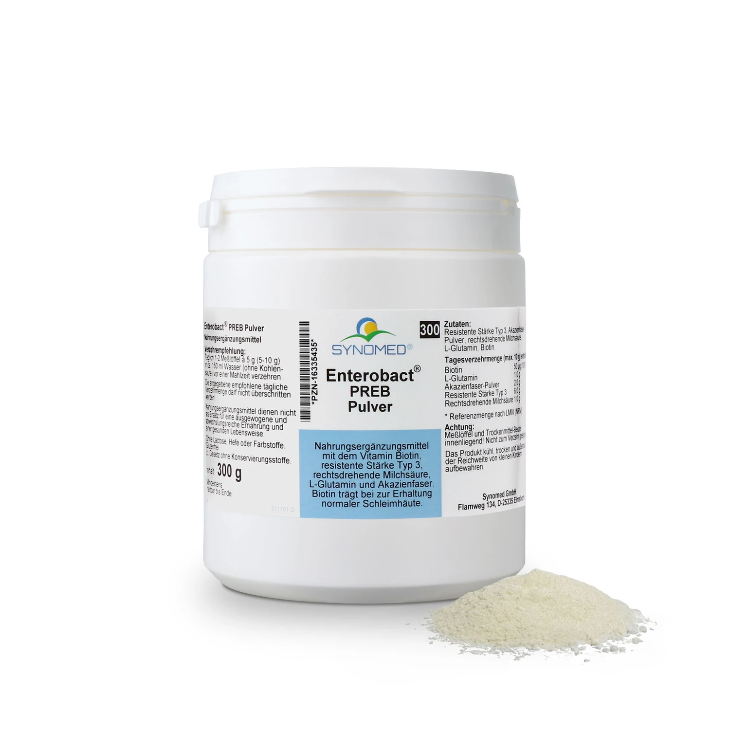 Dose "Enterobact Preb Pulver", 300g, Produktabbildung. NEU: 01.07.2024