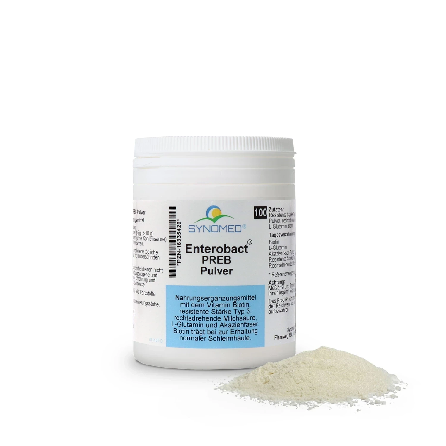 Beige Dose "41 Enterobact Preb Pulver". Neues Produkt, 09.07.2024.