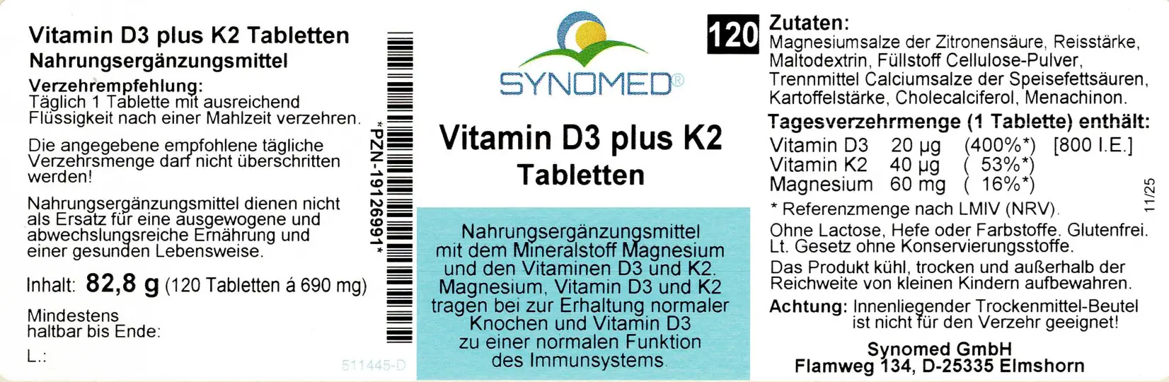 Vitamin D3 plus K2 Tabletten